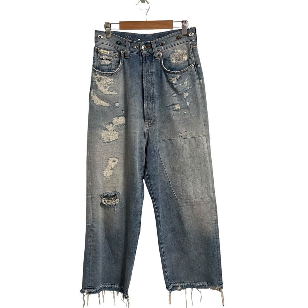 (+) People Made in Italy Elisa High Rise Distressed Button‎ Fly Jeans Size 26